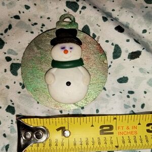 Festive Snowman Ornament - White and Green
